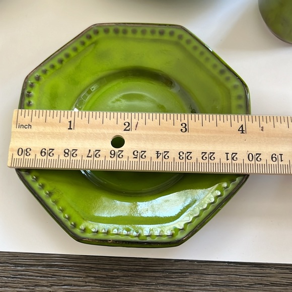 Green Signed PV Pleasant Village Italian Espresso Cups and Saucers - Set of 4 - Picture 11 of 12